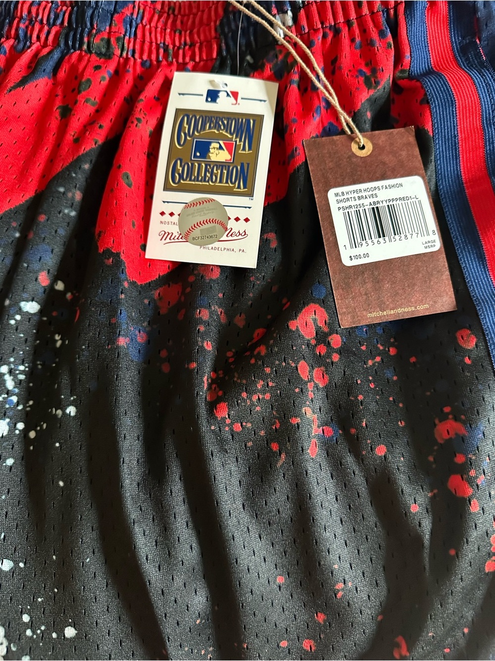 Cooperstown Collection MLB Splatter Print Shorts - Black & Red